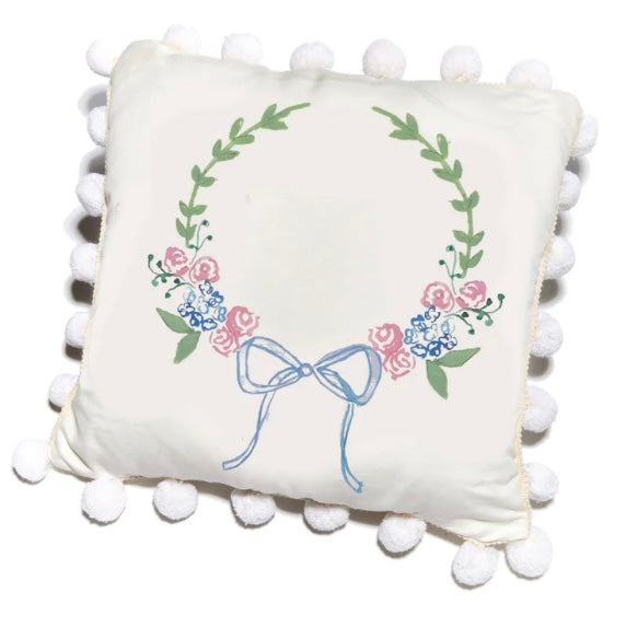 Wreath with Bow Pillow