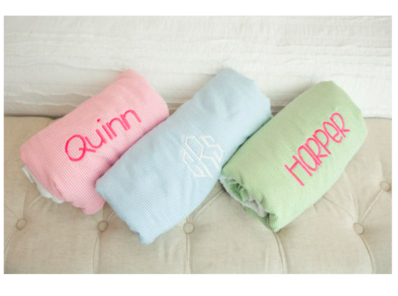 Seersucker Towel Monogrammed- multiple colors