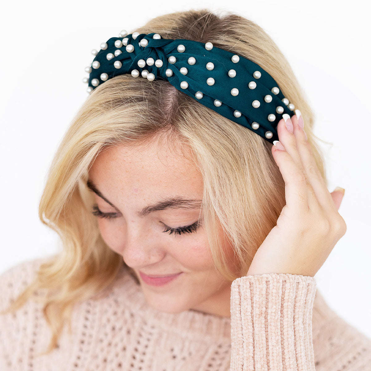 Satin Headband with Pearls