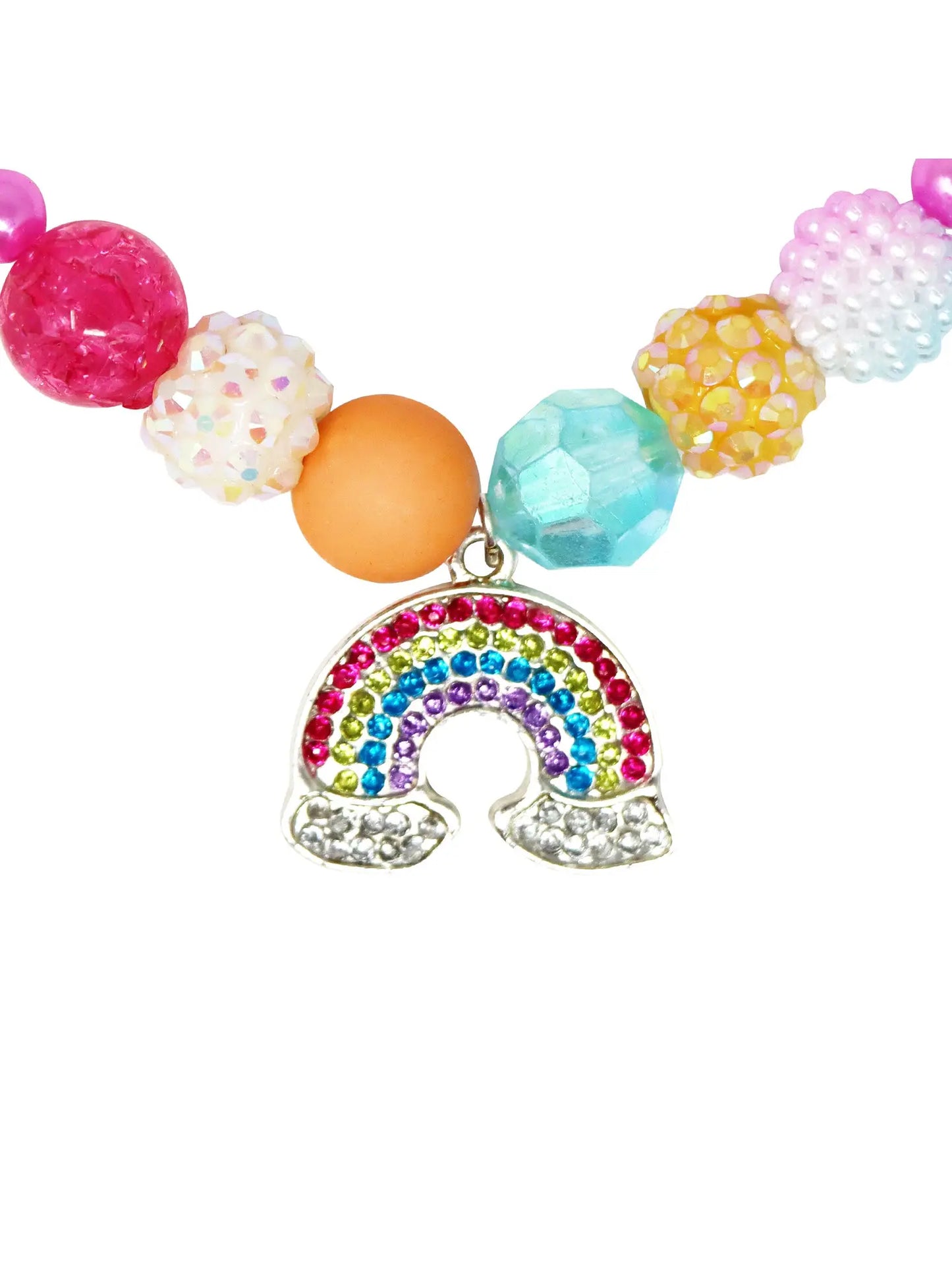 Pink Poppy Rainbow Necklace and Bracelet Set