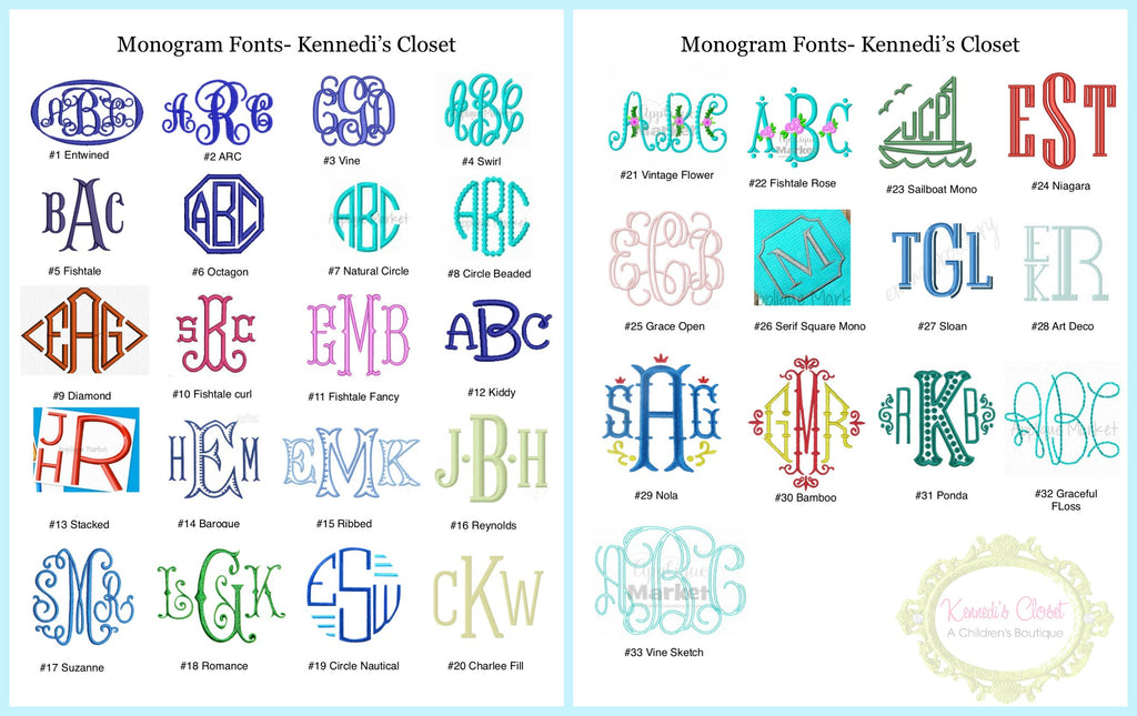 Stacked Serif Floss Applique Monogram Font