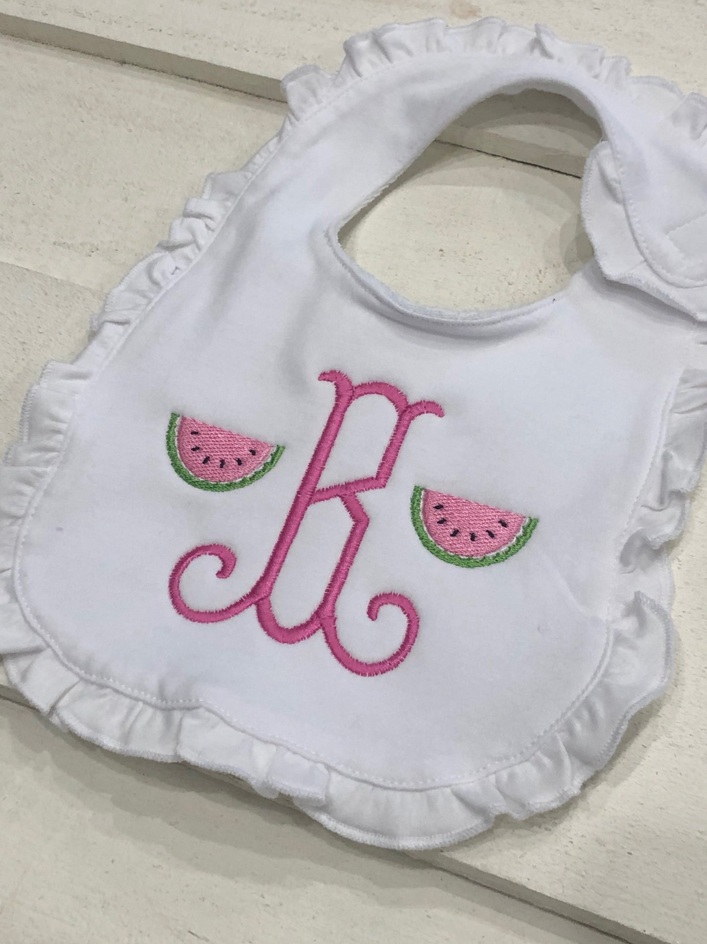 Watermelon Initial Bib