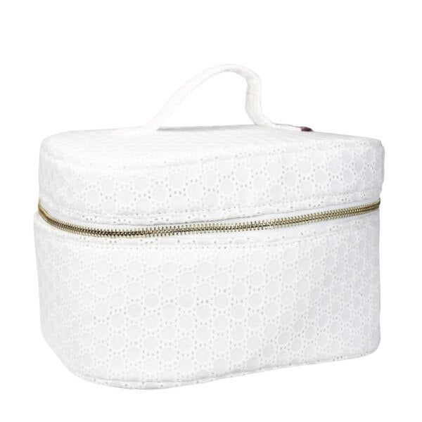 Seersucker Train Case Makeup Bag
