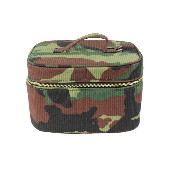 Seersucker Train Case Makeup Bag