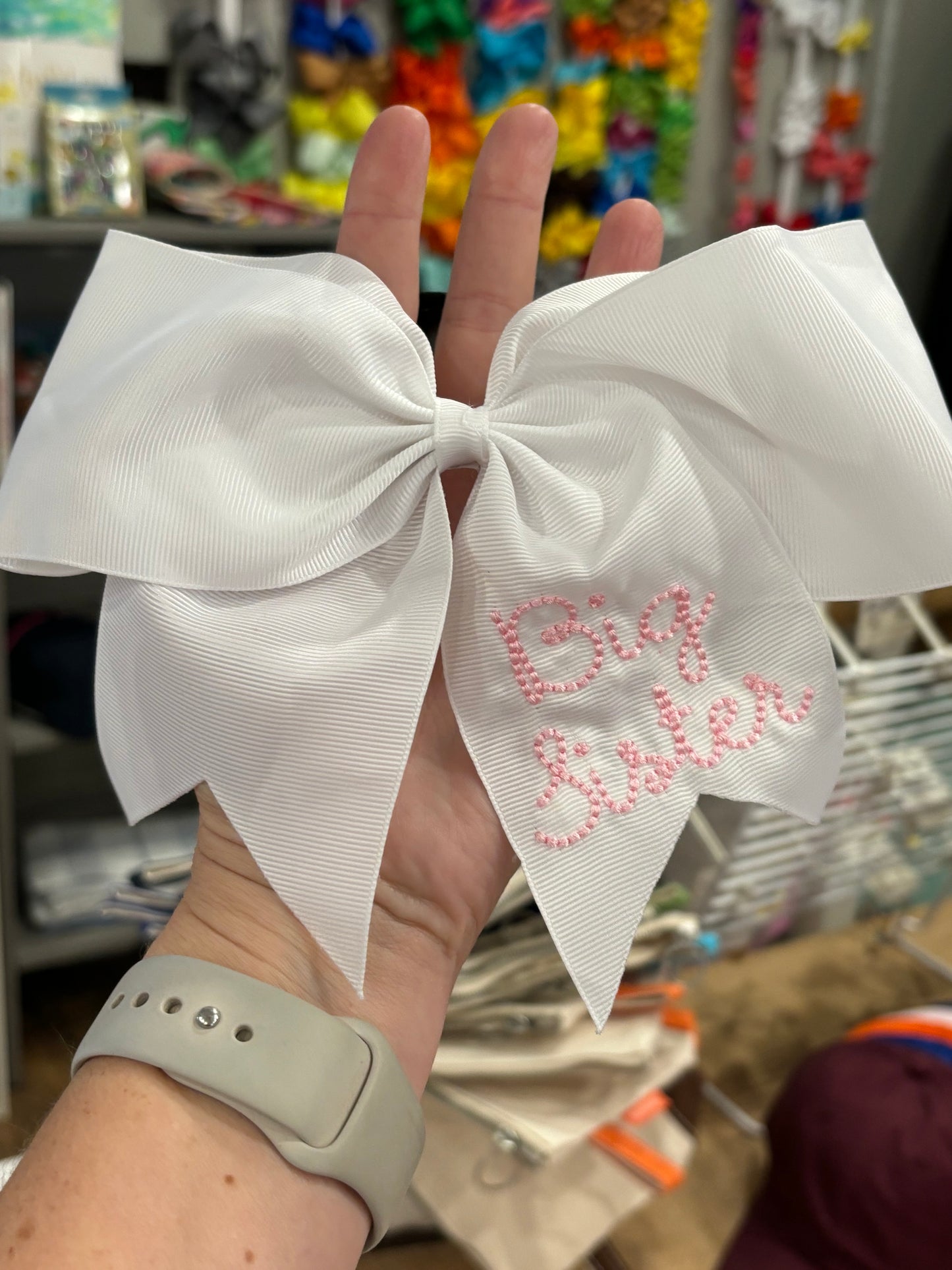 Big Sister Embroidered Bow