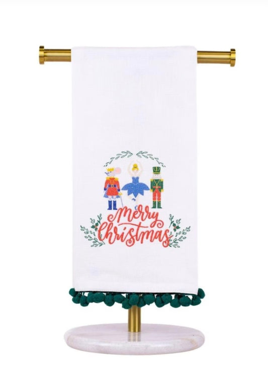 Merry Christmas Waltz Pom Pom Hand Towel