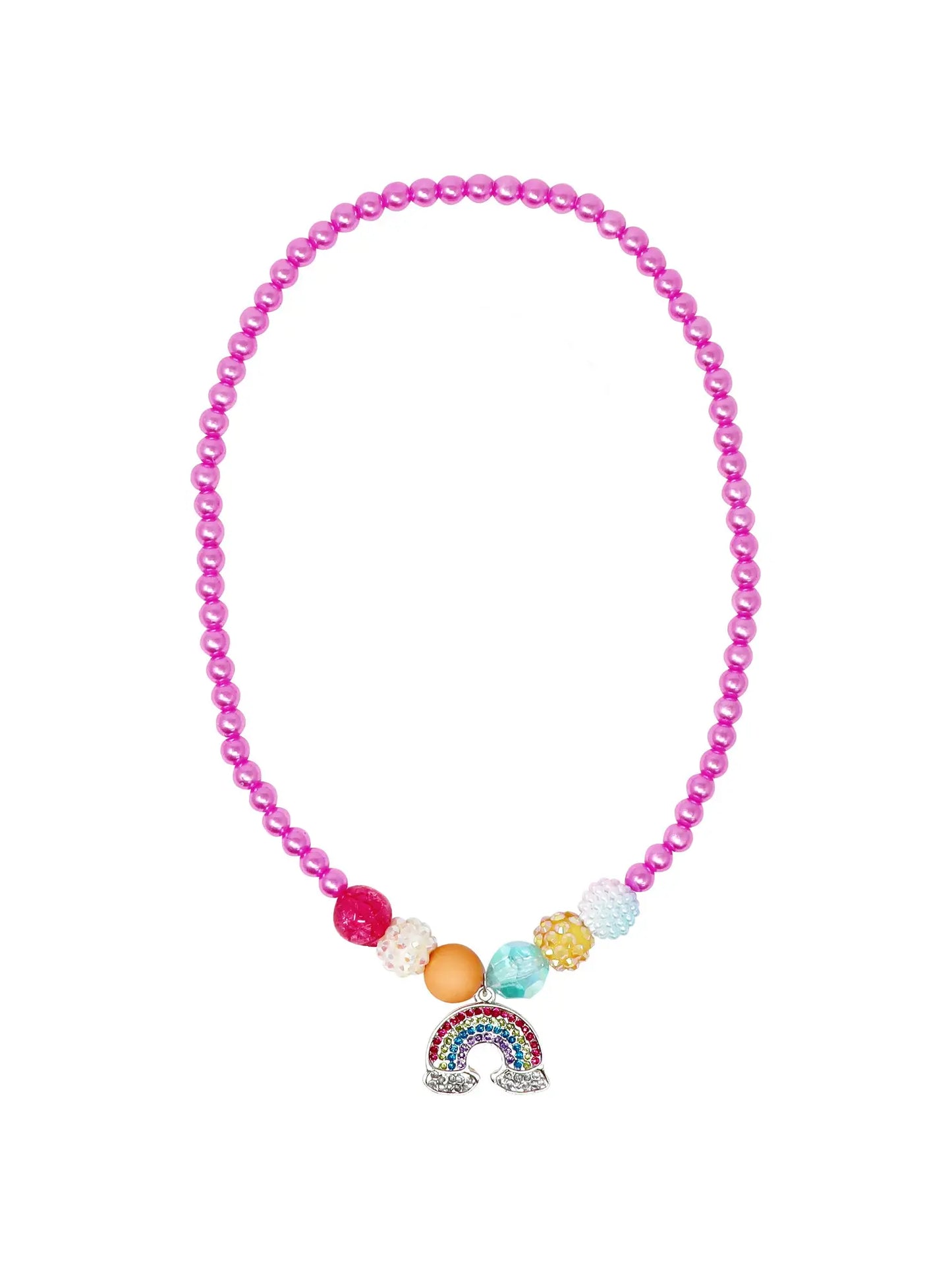 Pink Poppy Rainbow Necklace and Bracelet Set
