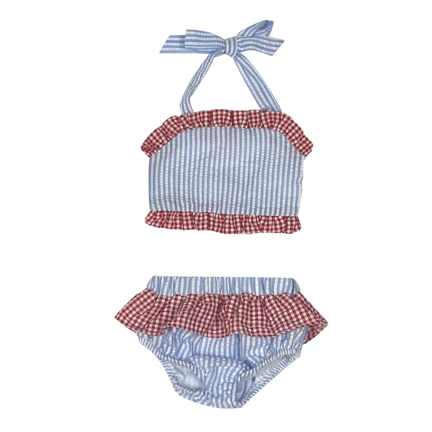Girls Seersucker Swim two piece