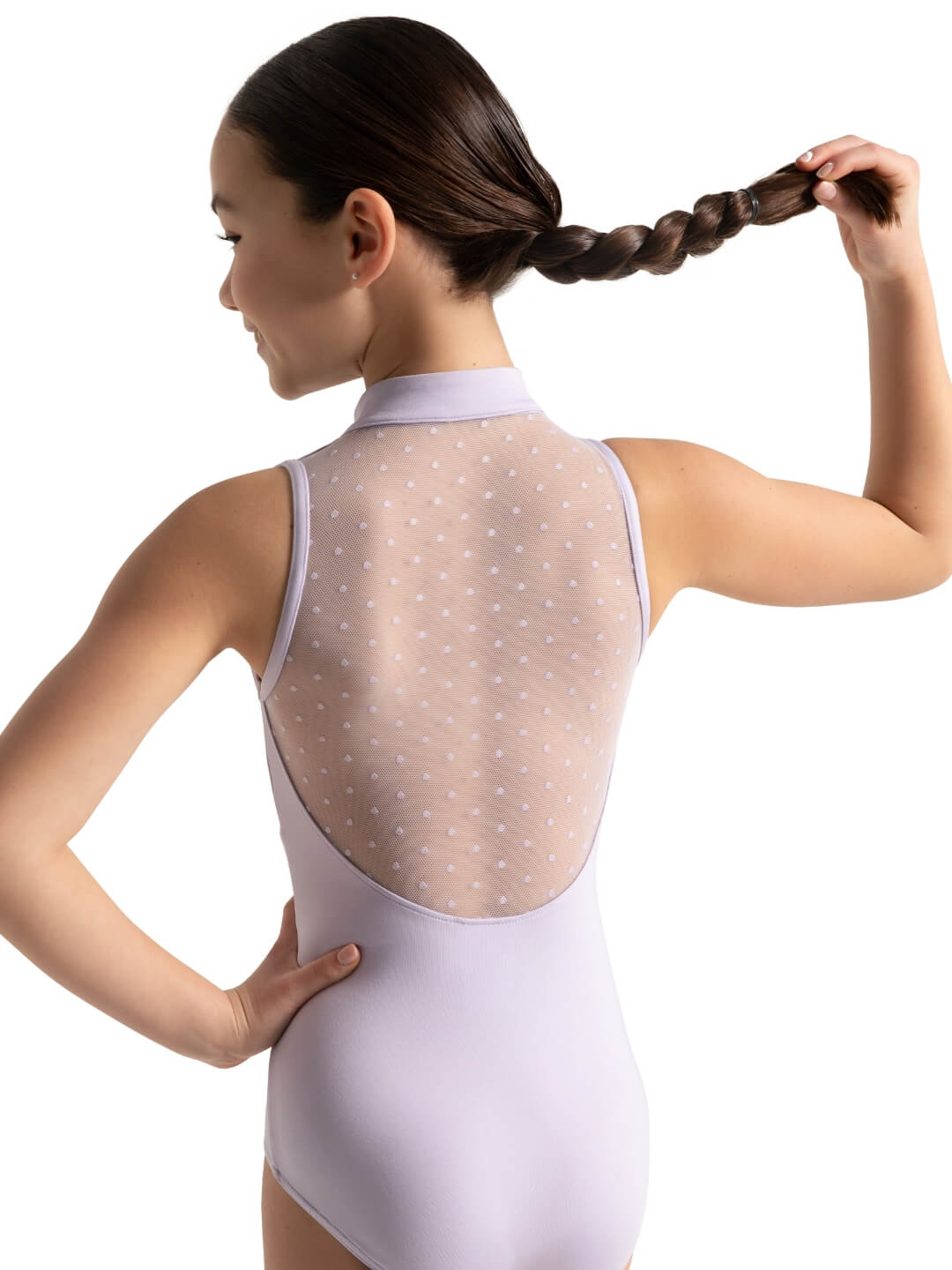 Girls Leotard zip up dots 12002C