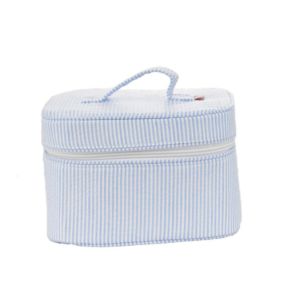 Seersucker Train Case Makeup Bag