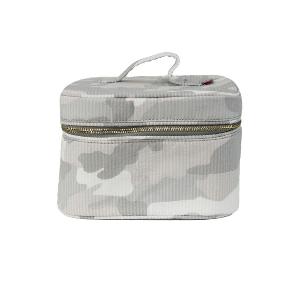 Seersucker Train Case Makeup Bag