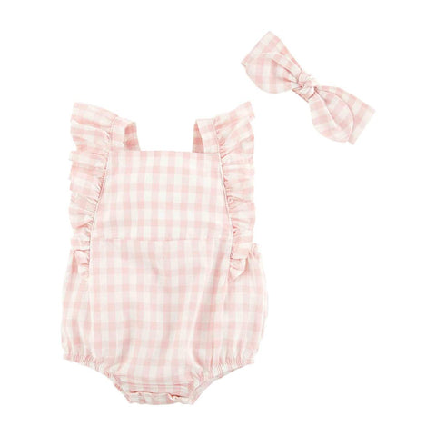Pink Gingham Bubble and Headband Set
