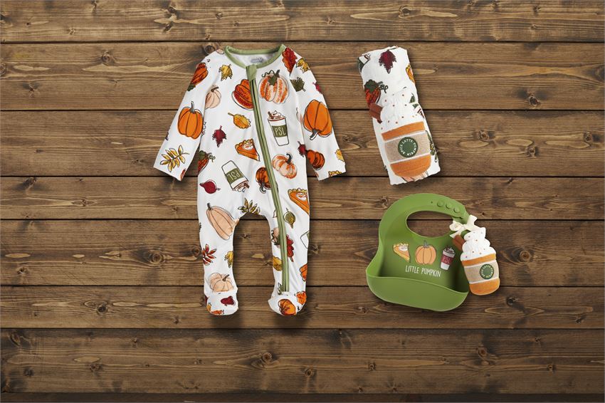 Pumpkin Spice Bib and Rattle Set