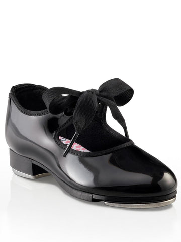 Girls JR Tyette Tap Shoes Black Patent N625C by Capezio