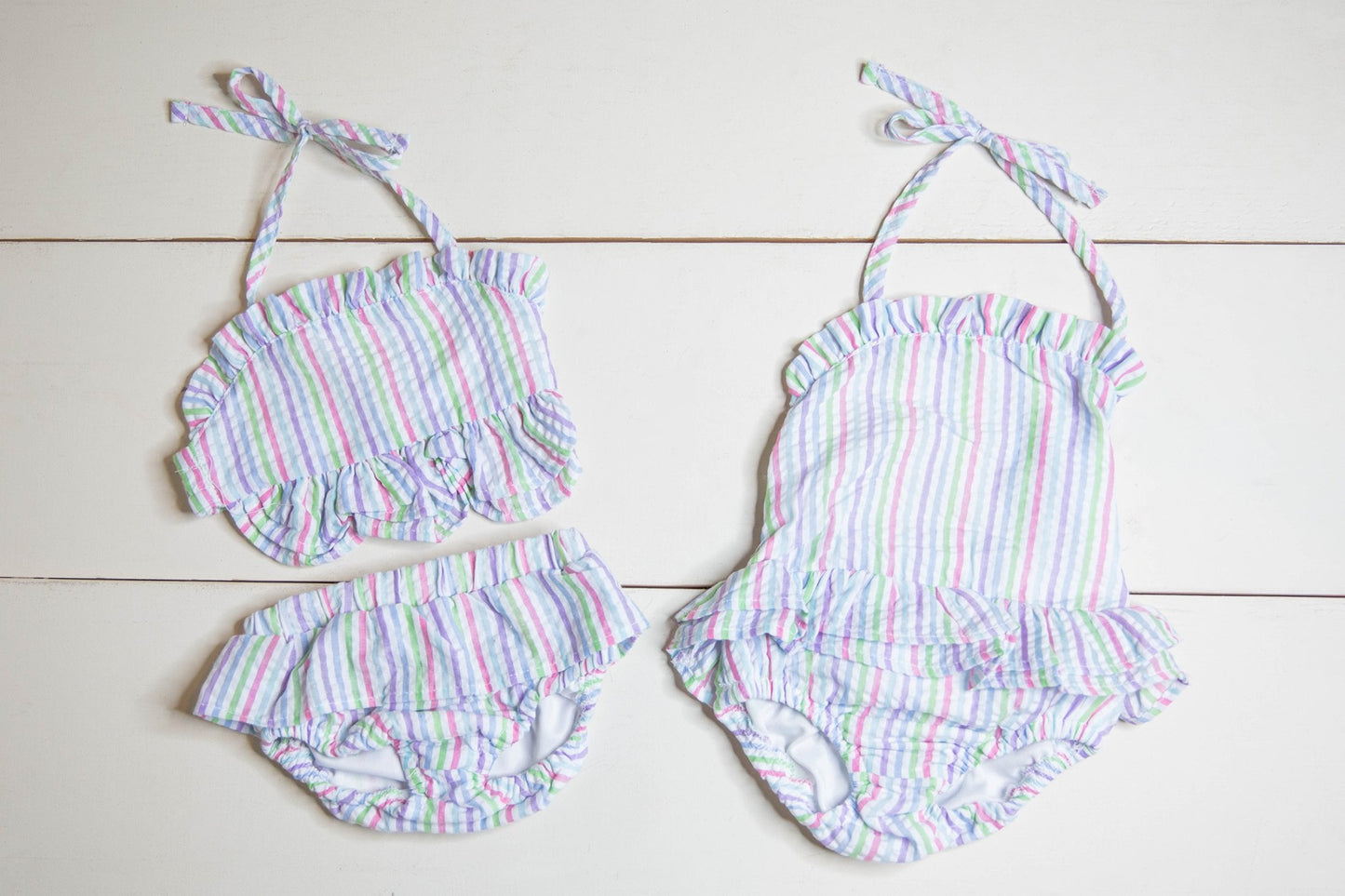 Girls Seersucker Swim two piece