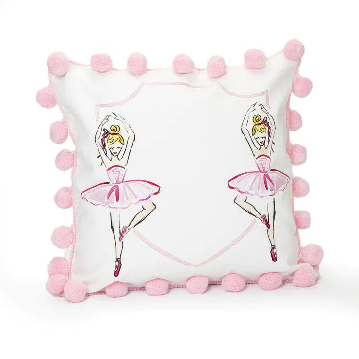 Ballerina Pom Pom Bow Pillow