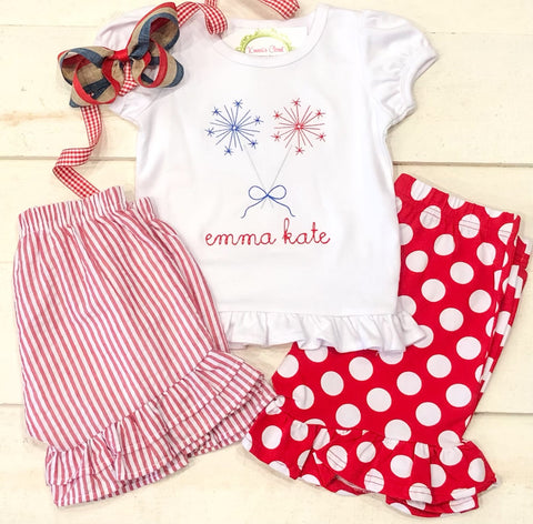Patriotic Sparklers with Bow Shirt