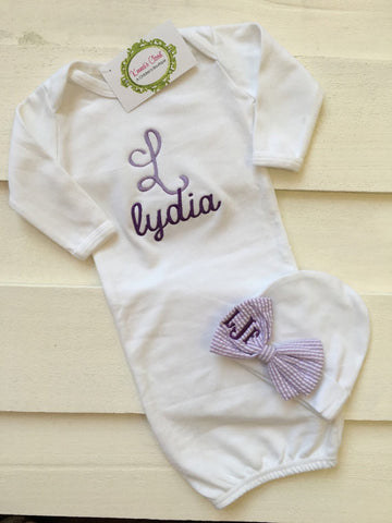 Baby Layette Gown and Hat Set