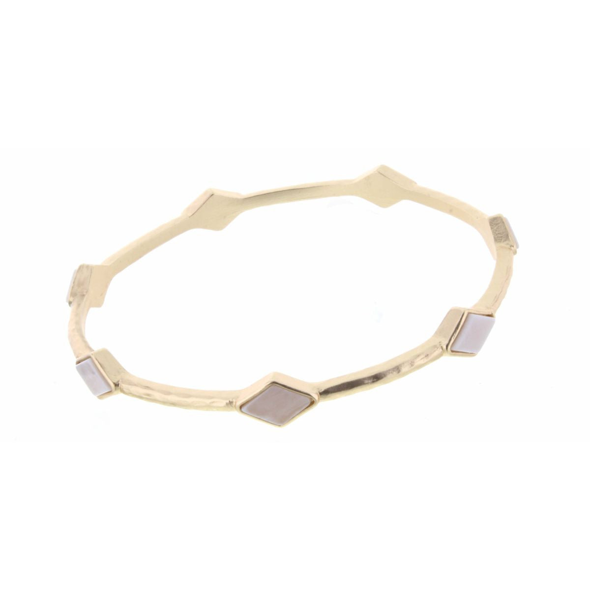 IVORY DIAMOND STONE STATION BANGLE BRACELET