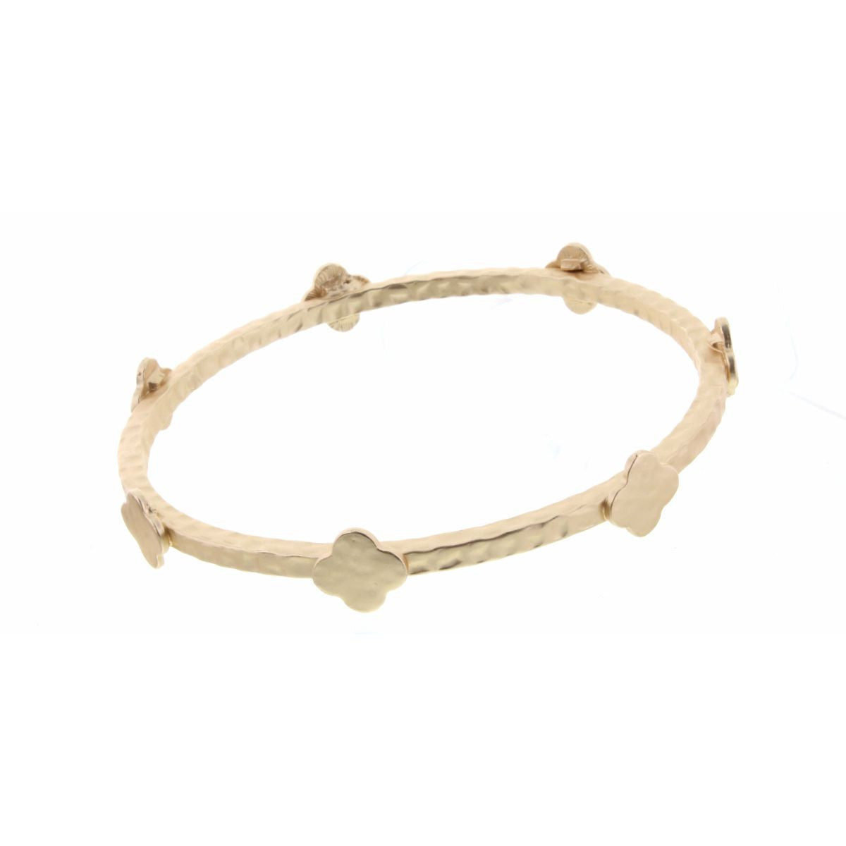 GOLD QUATREFOIL STATION ON GOLD BANGLE BRACELET