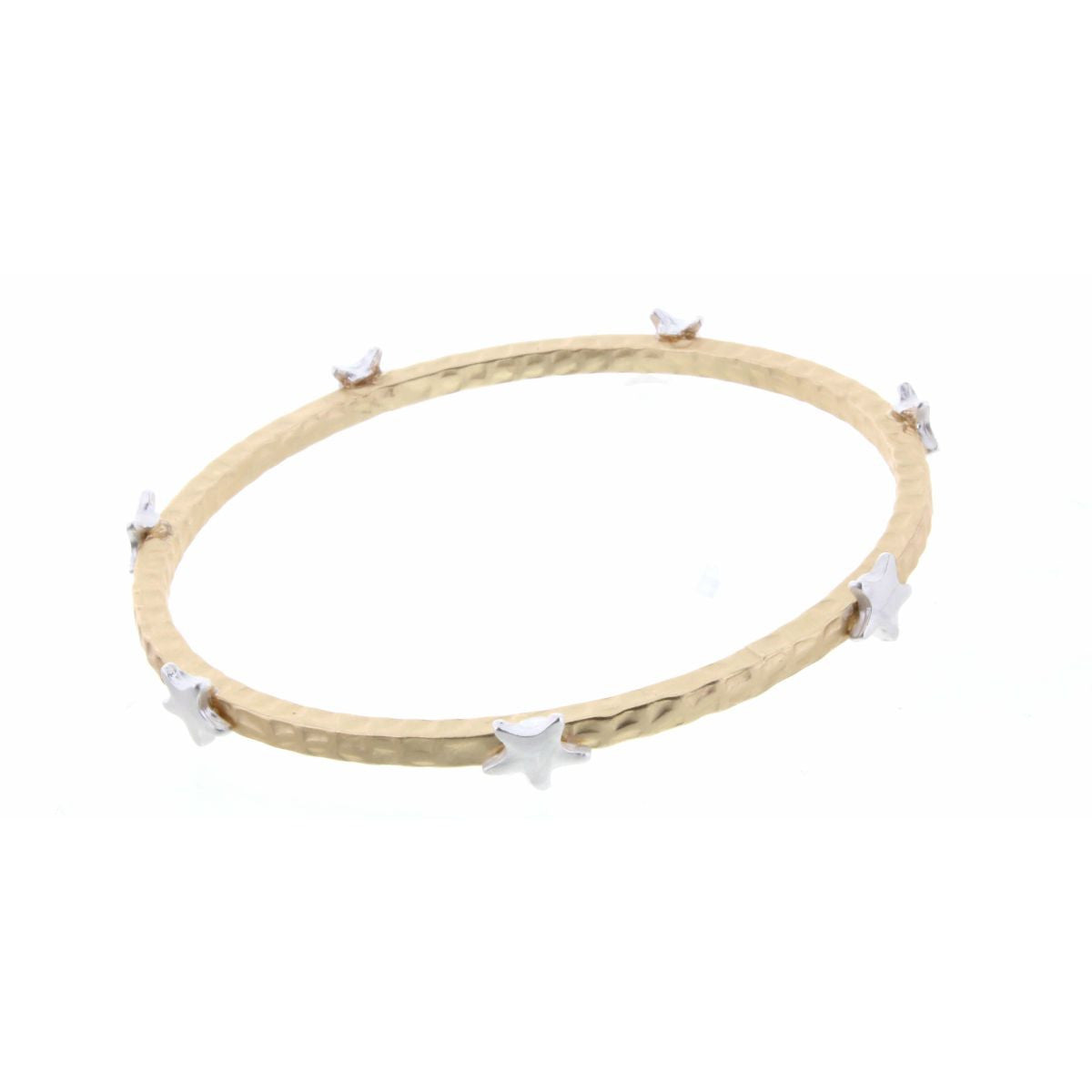 SILVER STAR STATION ON GOLD BANGLE BRACELET