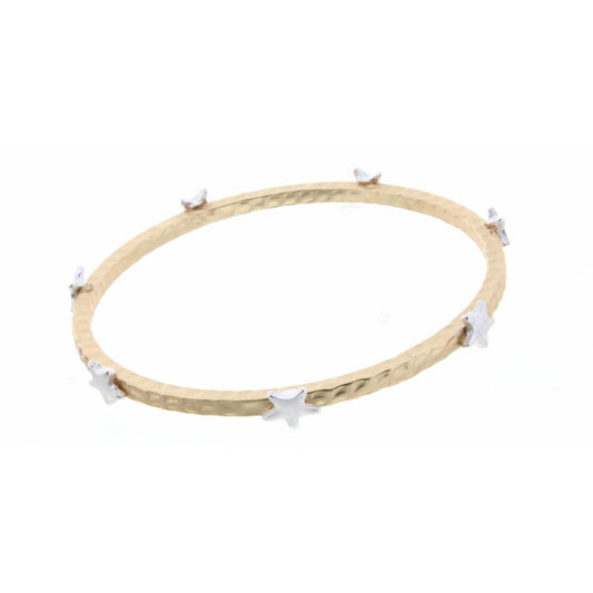 SILVER STAR STATION ON GOLD BANGLE BRACELET