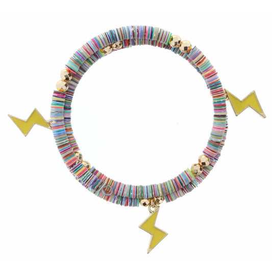 KIDS MULTI SEQUIN WRAP WITH LIGHTNING BOLT CHARMS BRACELET