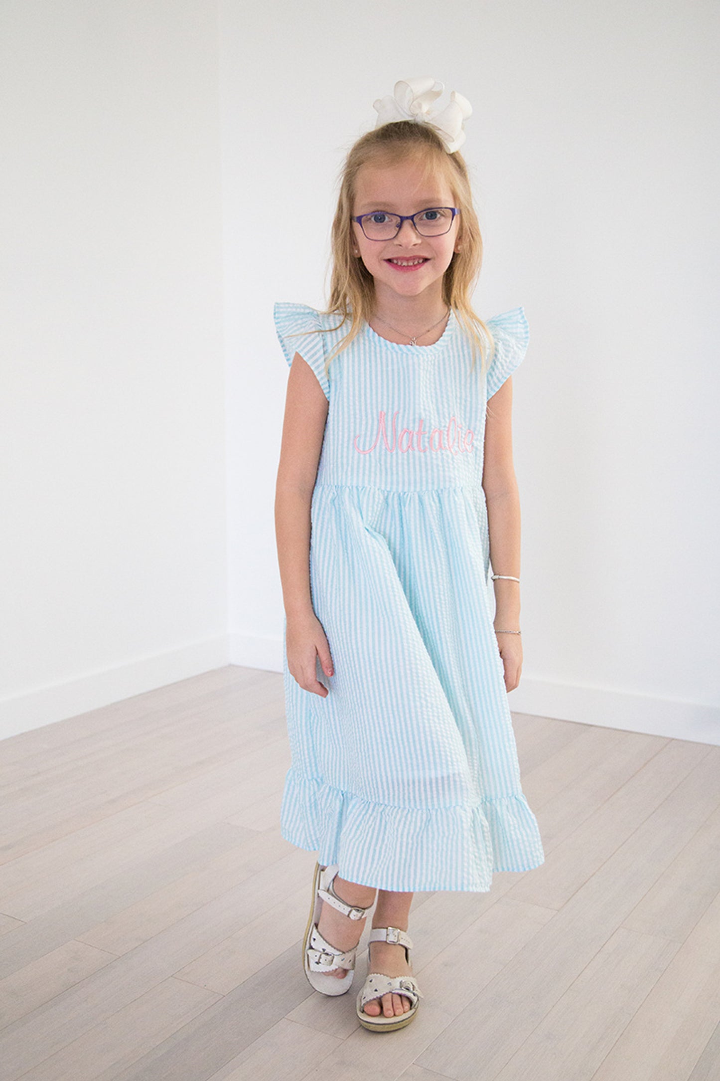 Girls Ruffle Dress- Seersucker All Colors