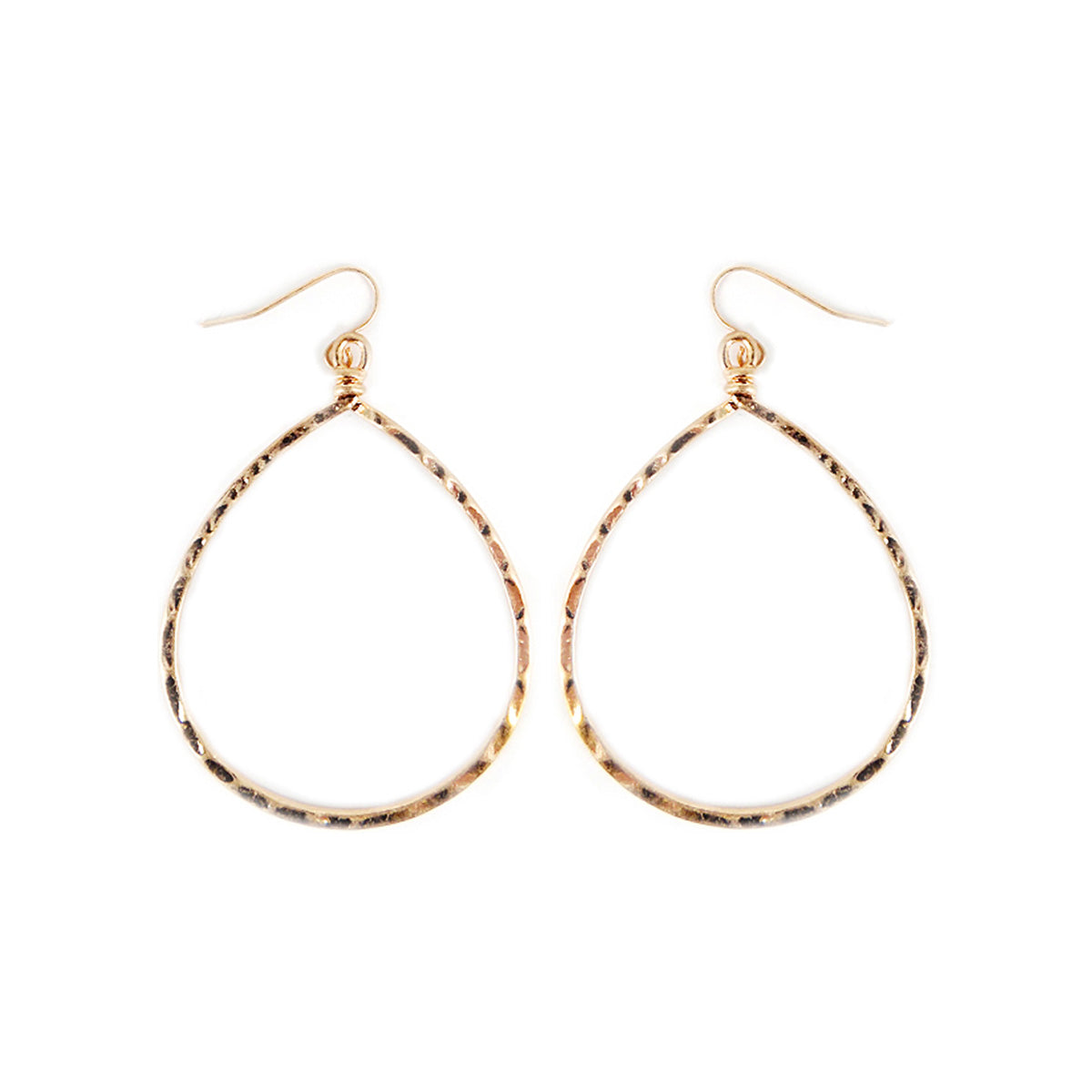 Hammer Oval Gold Hoop Earrings