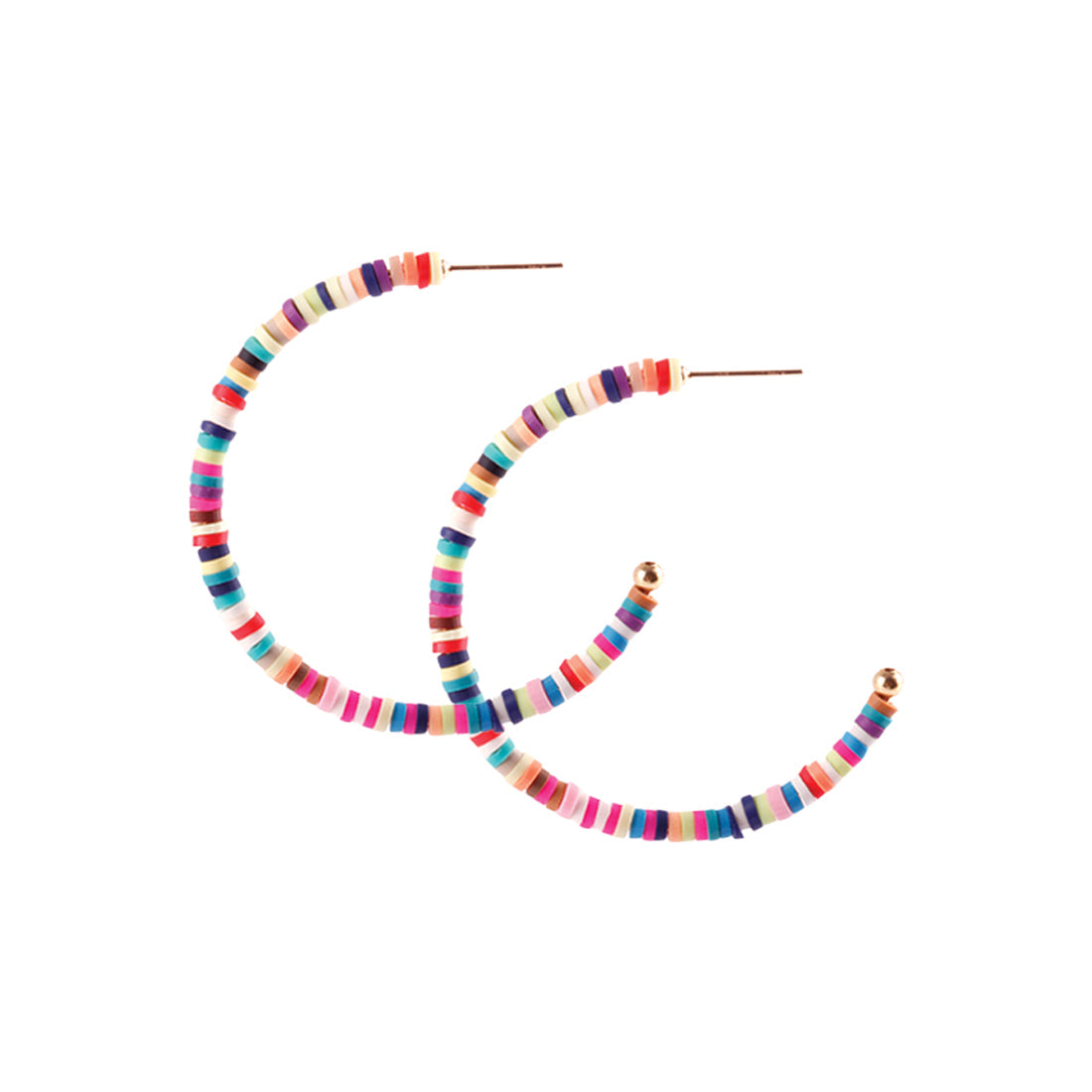 Colorful Beaded Hoops Earrings