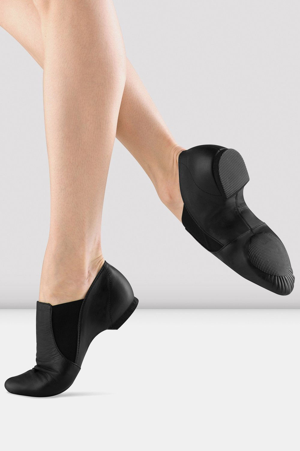 Black Leather Elasta Jazz Booties by BLOCH