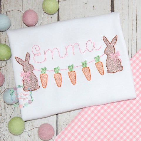Sketch Bunny holding carrots Girl Design