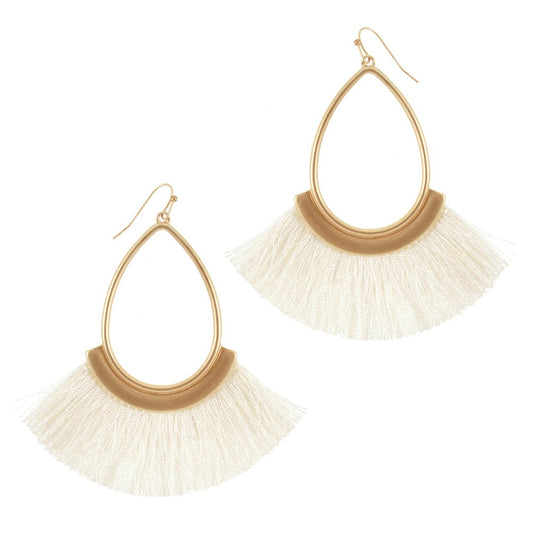 Cream Fringe Earrings