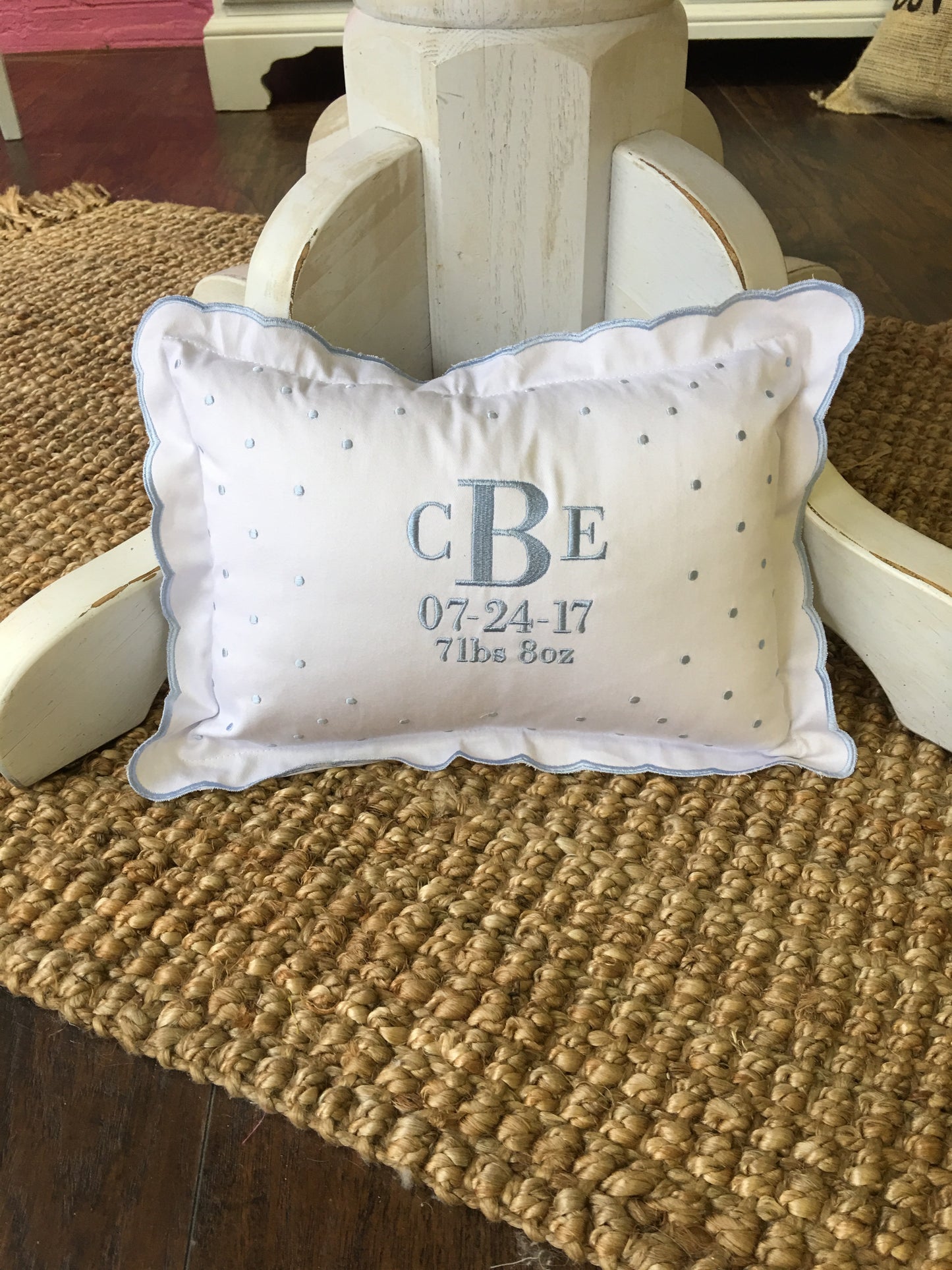 Scallop Baby Pillow Monogram