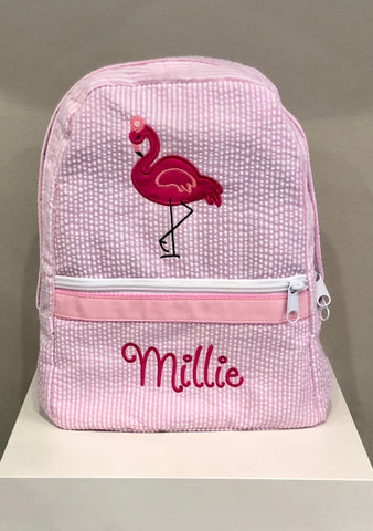 Flamingo Seersucker Backpack