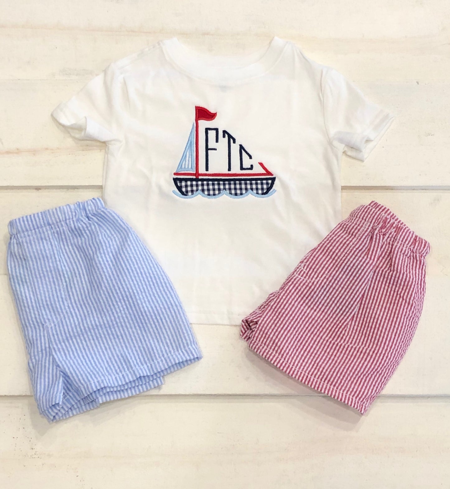 Sailboat Monogram Short Set