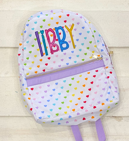 Heart Rainbow Name Backpack