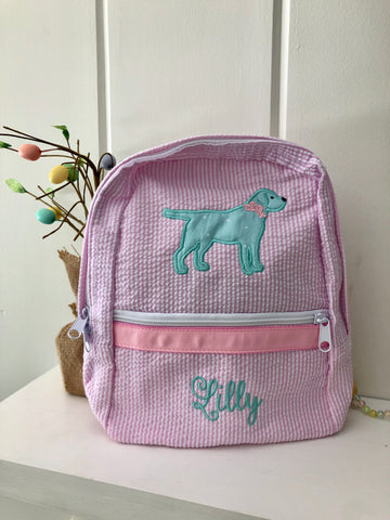 Southern Dog Seersucker Backpack
