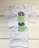 Baby Layette Gown Green and Navy