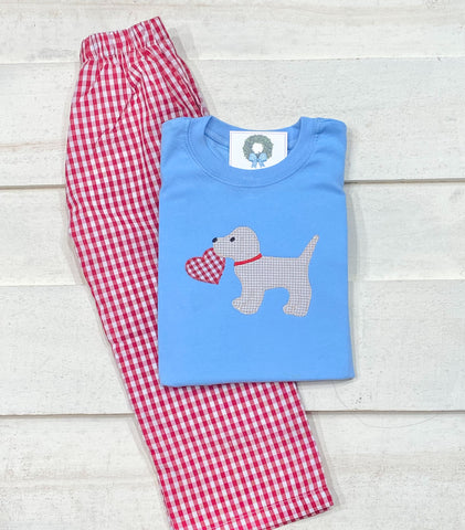 Puppy with Heart Gingham