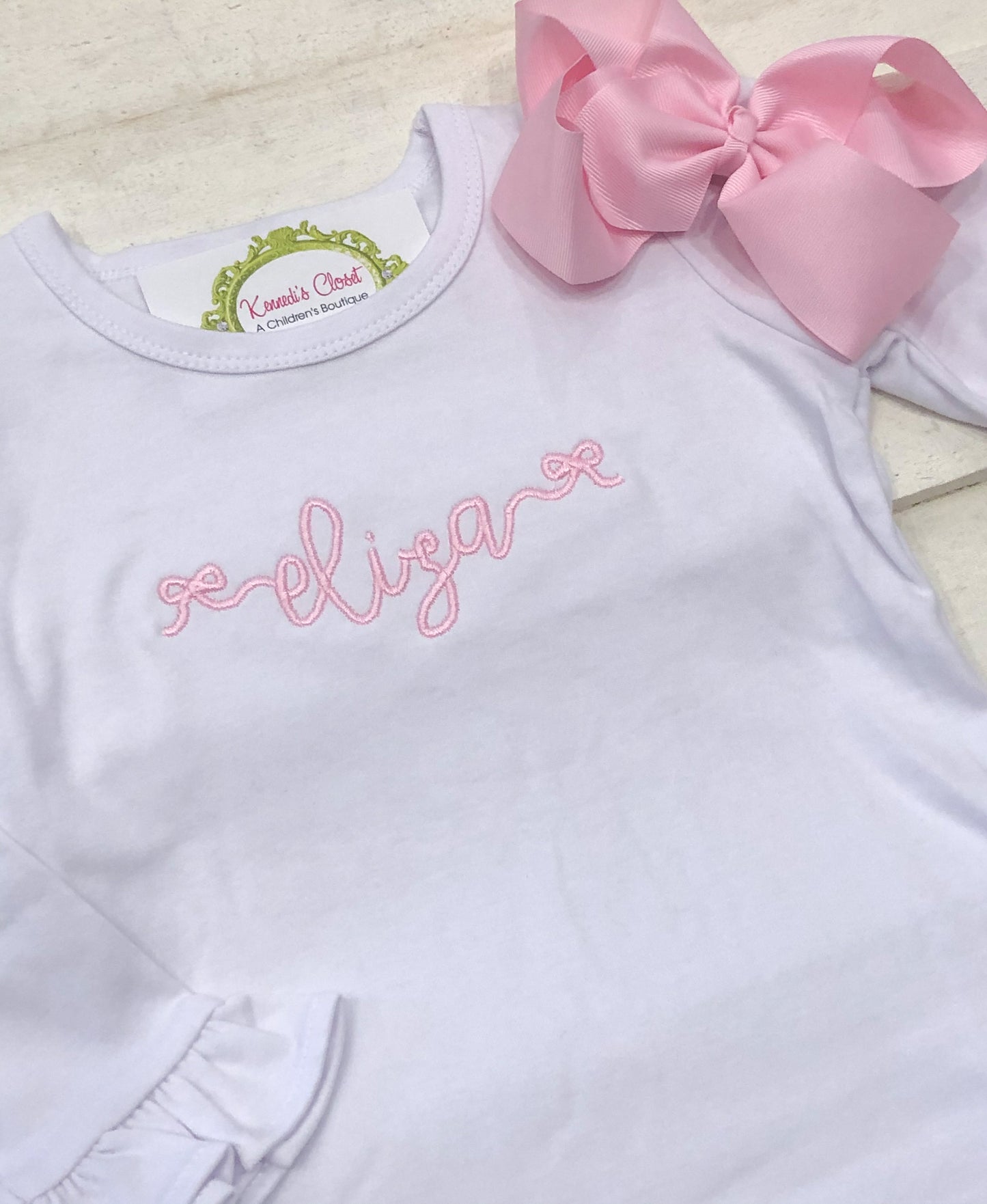 Girls Ruffle Bow Name Shirt