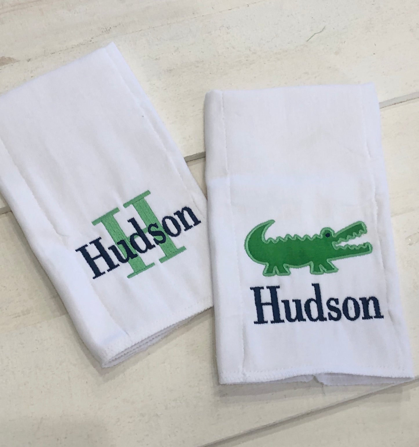 Navy Gator Burp Cloth (set of 2)