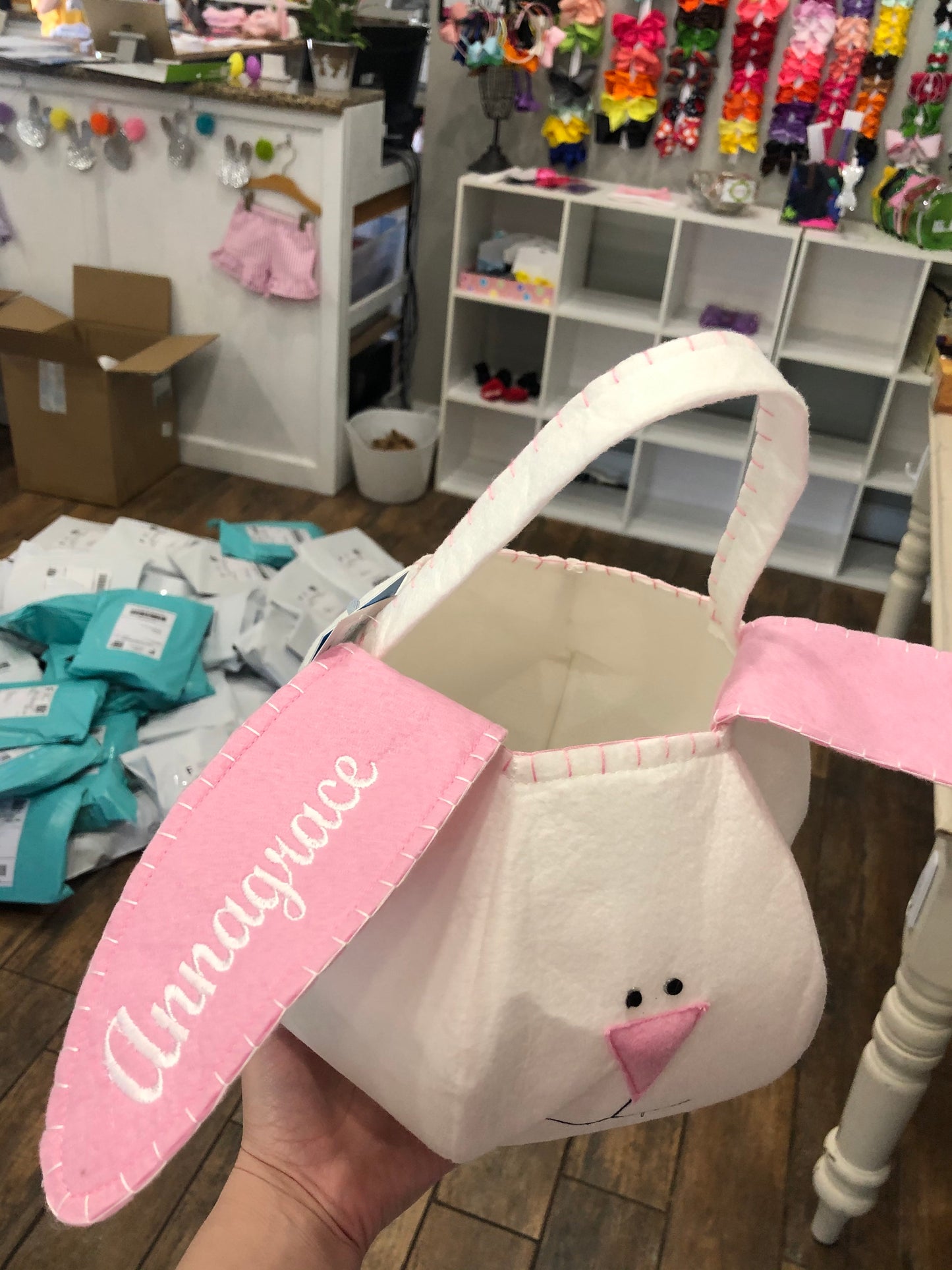 Blue- Floppy Ear Bunny Easter Bucket