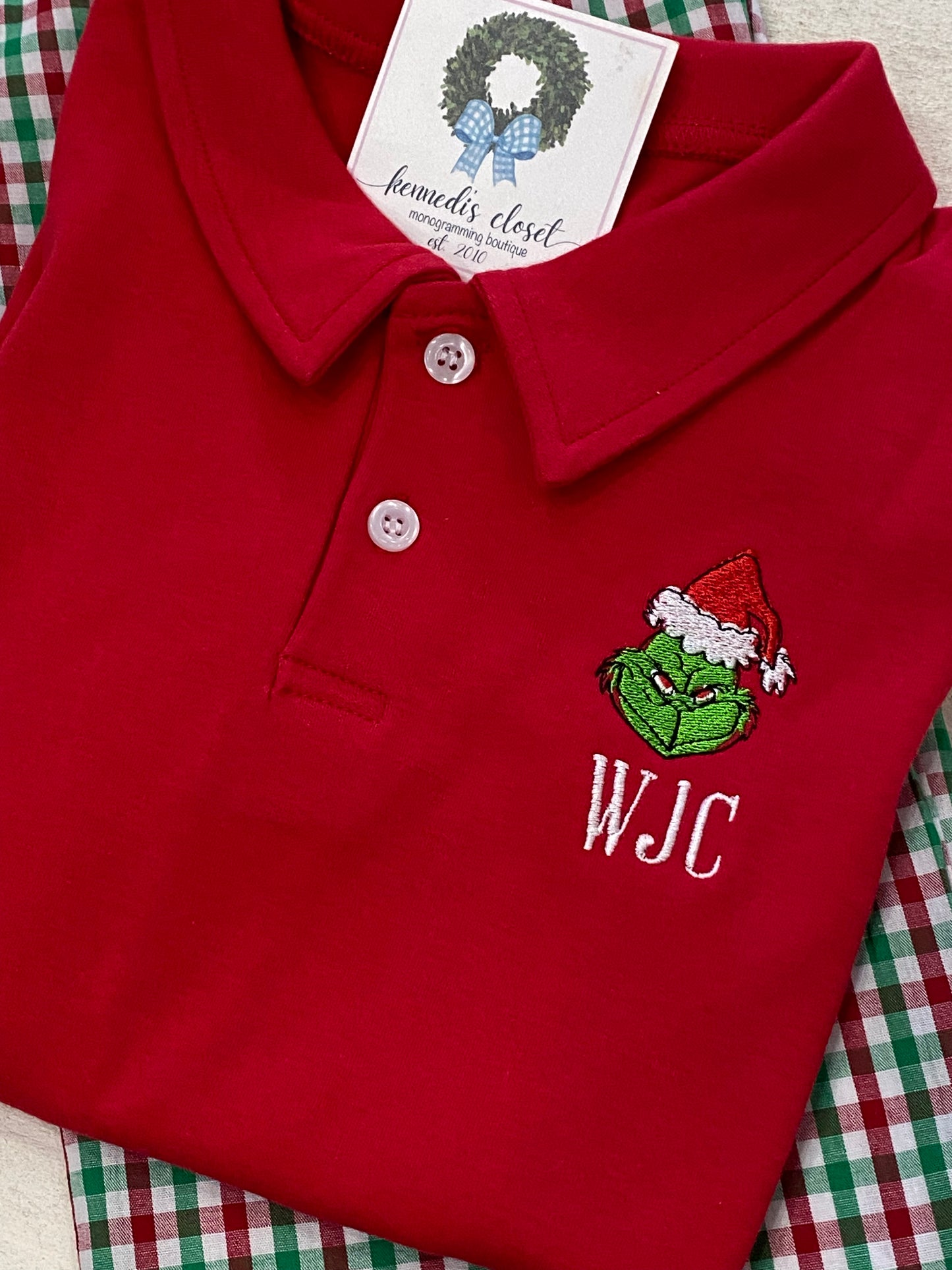 Boys Red Grinch Polo