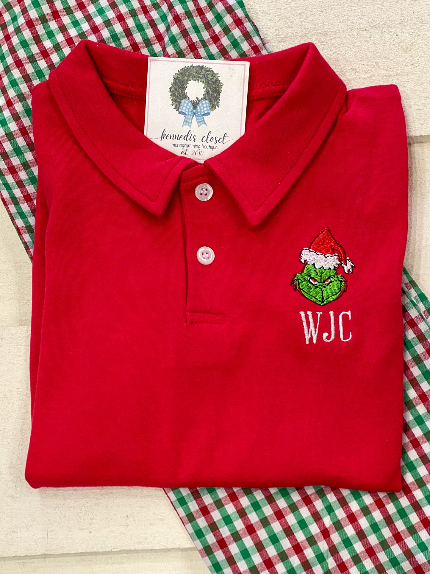 Boys Red Grinch Polo