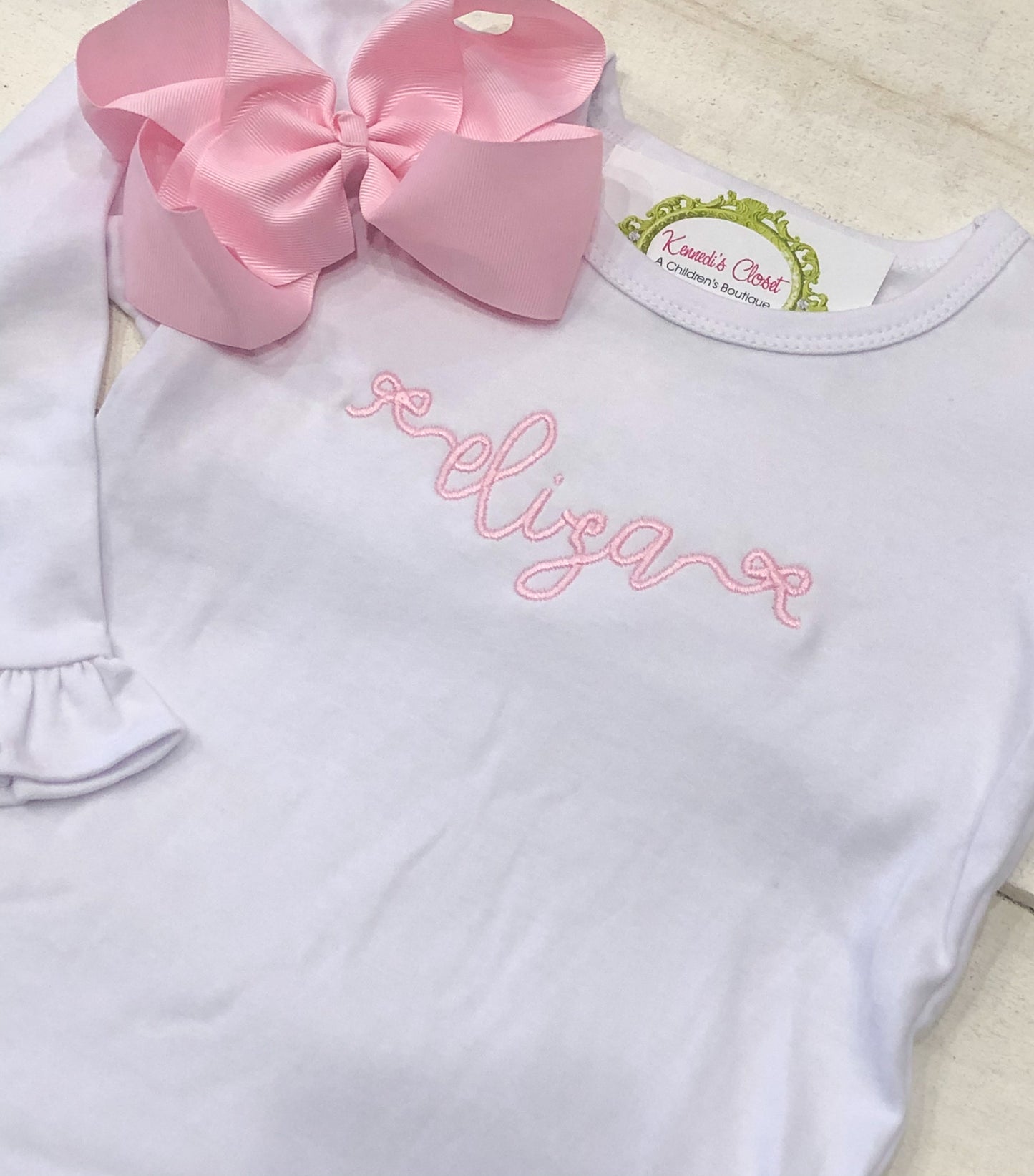 Girls Ruffle Bow Name Shirt