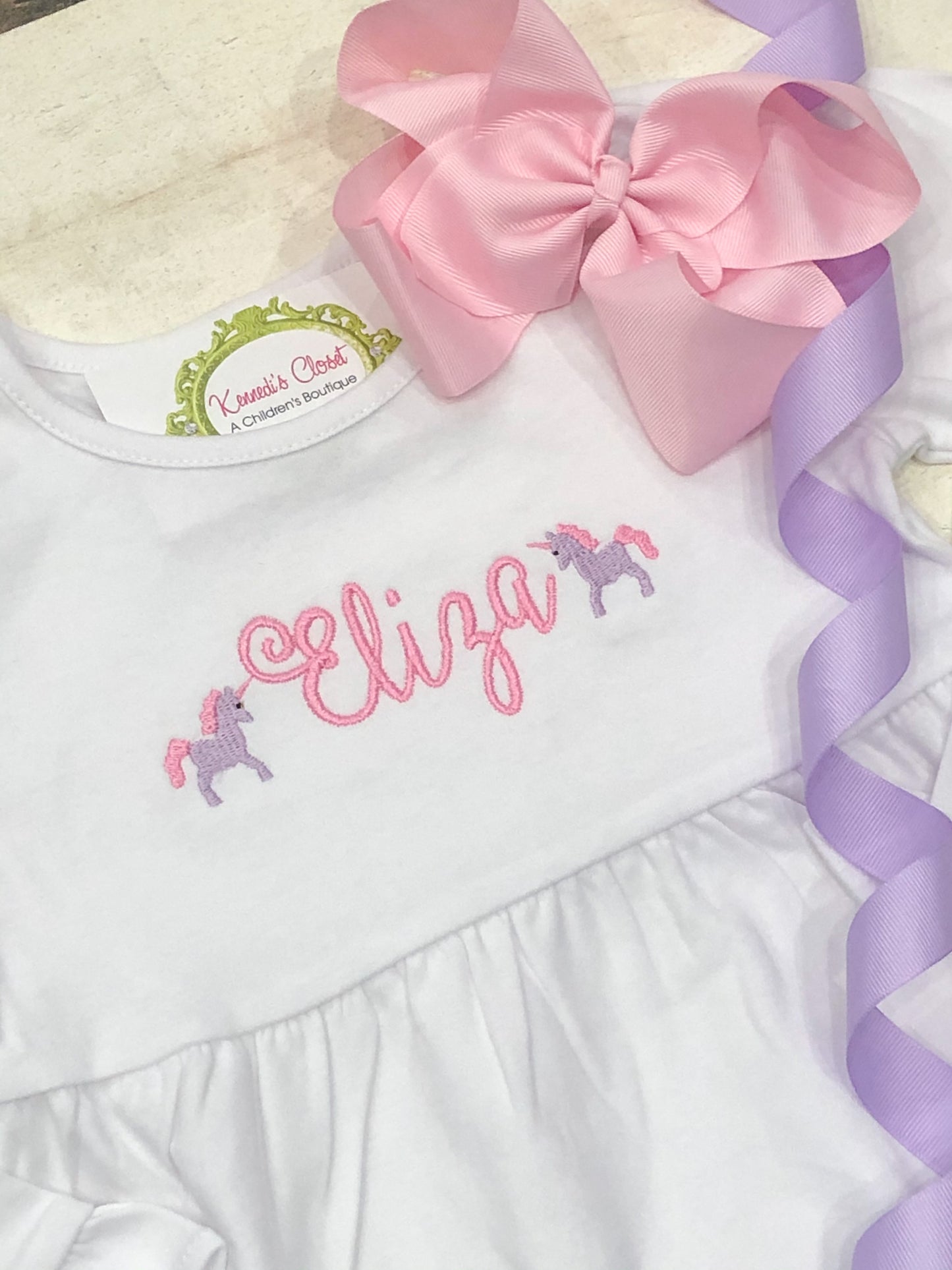 Girls Ruffle Monogram Unicorn Dress