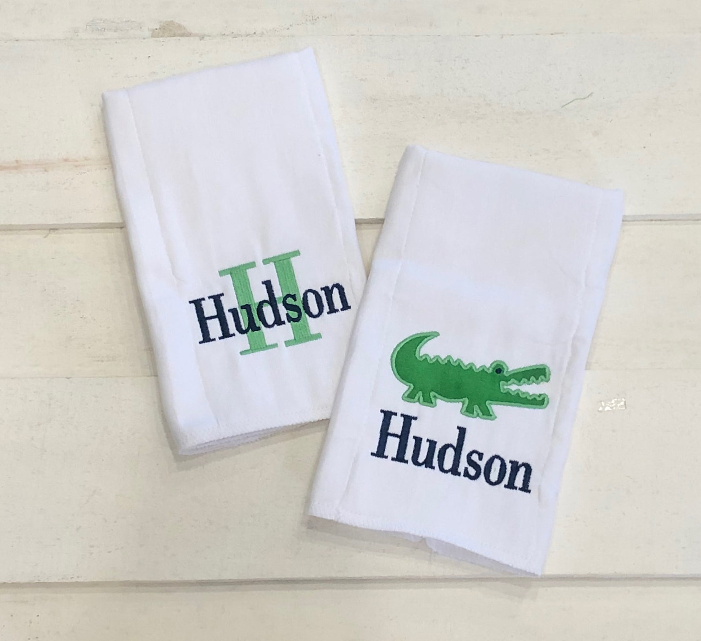 Navy Gator Burp Cloth (set of 2)