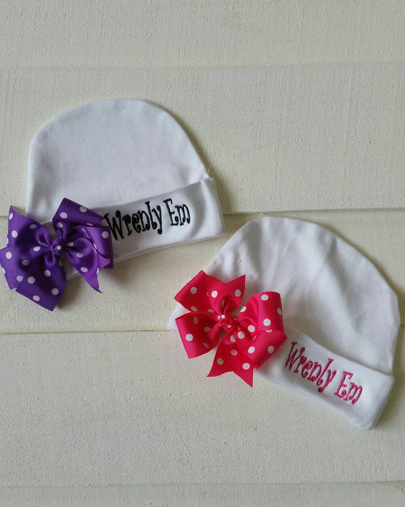 Monogram Infant Hat with Bow