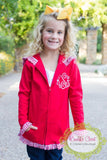 Girls Red and Navy Ruffle Jacket